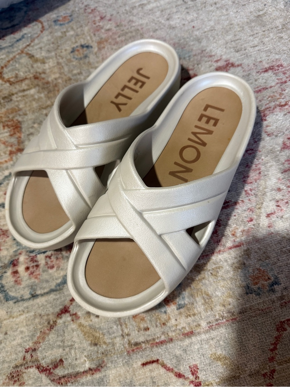 Lemon Jelly White Crisscross Slide Mules